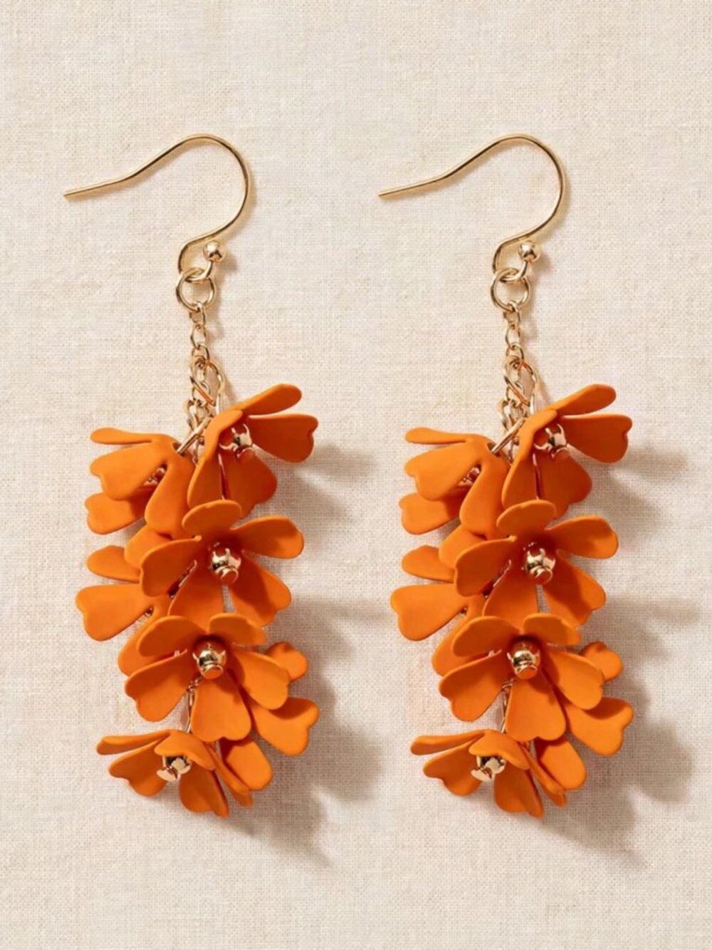 Orange Flower Cluster Dangle Earrings โ Warm Floral Drops